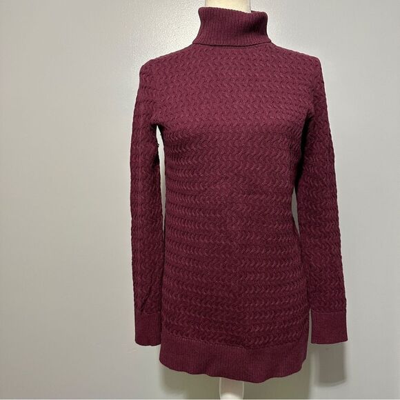 Lands End Sweater  eggplant color Pullover Turtleneck Preppy Ribbed size S - Picture 1 of 9